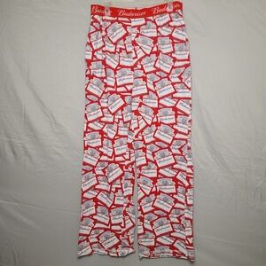 Budweiser Mens Pajama Pants 2xl Red White Pajama Pants Logo All Over Print